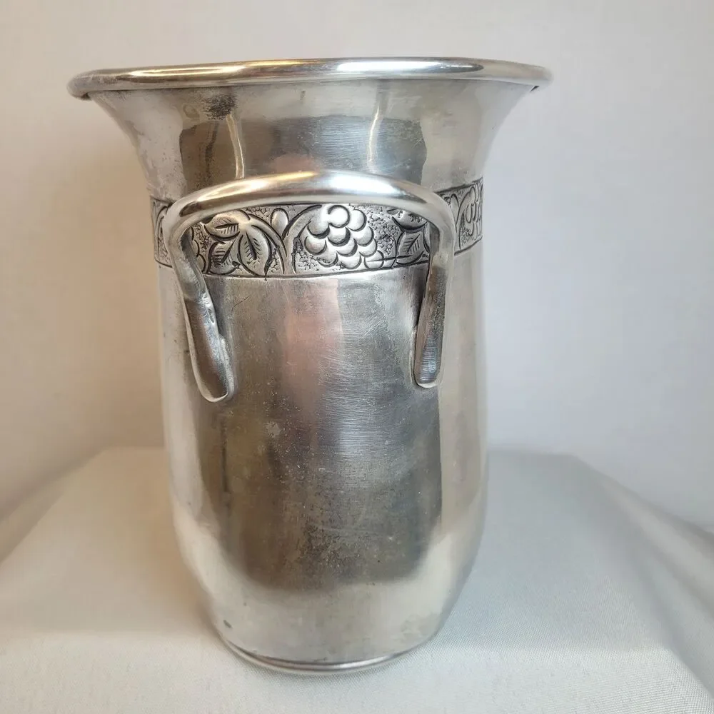 Vintage Pottery Barn Pewter Wine Bottle Champagne Chiller Holder Ice Bucket